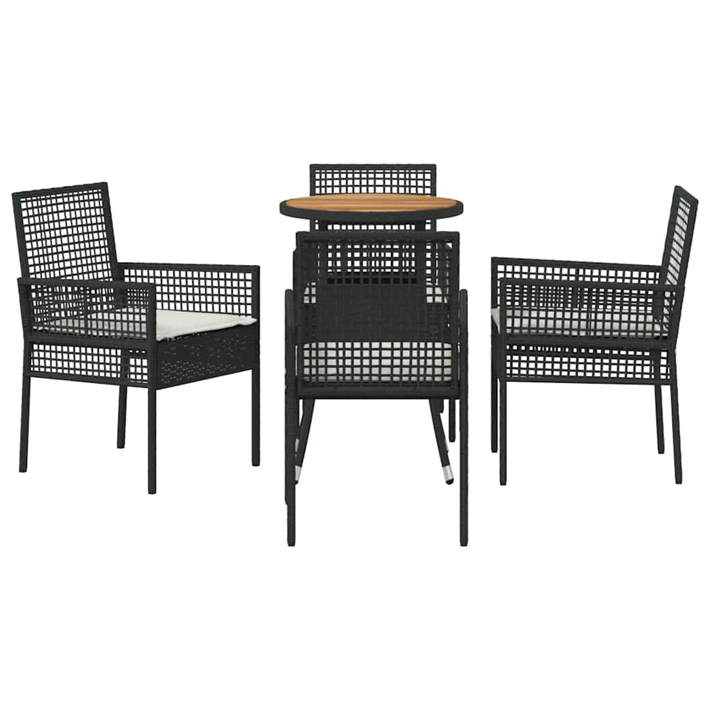Garten Essgruppe 5 pcs Schwarz Poly-Rattan