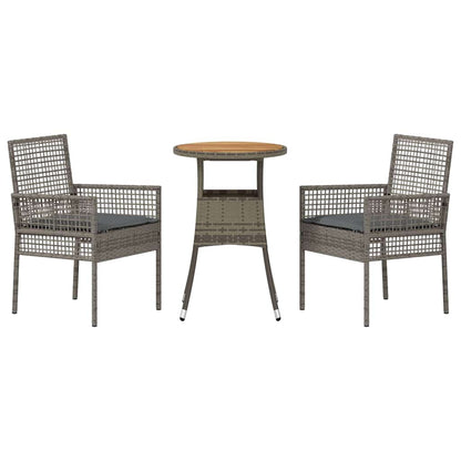 Garten Essgruppe 3 pcs Grau Poly-Rattan