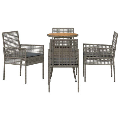 Garten Essgruppe 5 pcs Grau Poly-Rattan