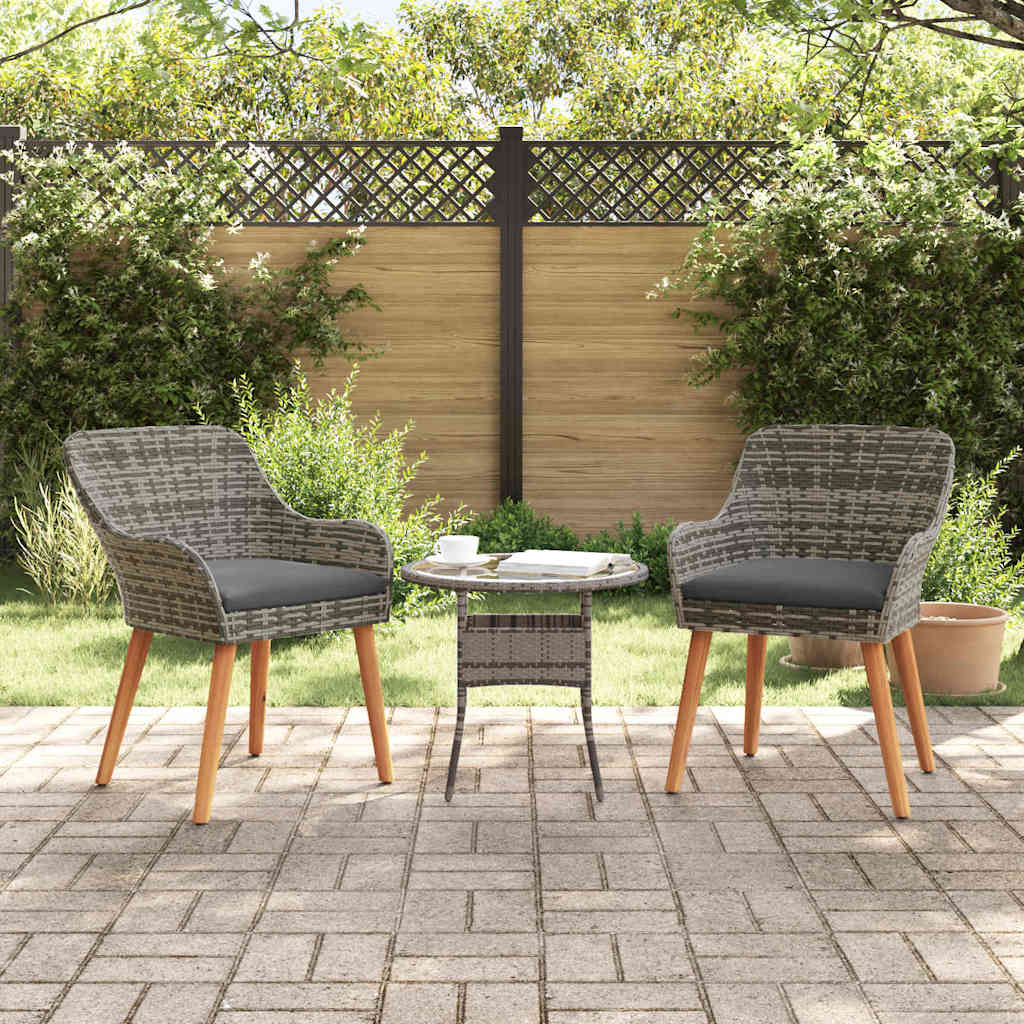 Gartenstuhl mit Kissen 2 pcs Grau 62,5 x 55 x 82 cm Poly-Rattan