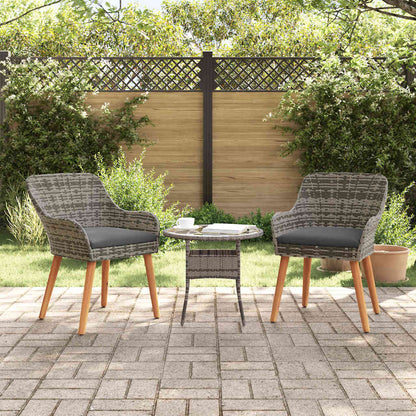 Gartenstuhl mit Kissen 2 pcs Grau 62,5 x 55 x 82 cm Poly-Rattan