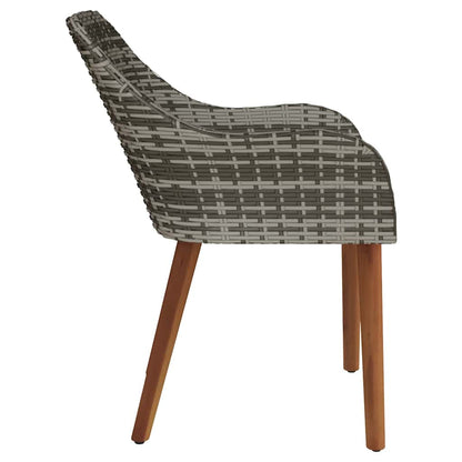 Gartenstuhl mit Kissen 2 pcs Grau 62,5 x 55 x 82 cm Poly-Rattan