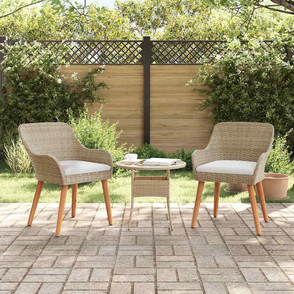 vidaXL Gartenstuhl 2 pcs Beige 62,5 x 55 x 82 cm Poly-Rattan