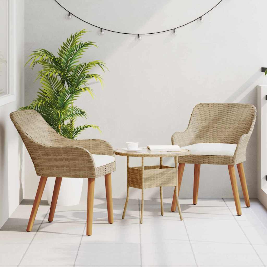 vidaXL Gartenstuhl 2 pcs Beige 62,5 x 55 x 82 cm Poly-Rattan