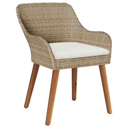 vidaXL Gartenstuhl 2 pcs Beige 62,5 x 55 x 82 cm Poly-Rattan