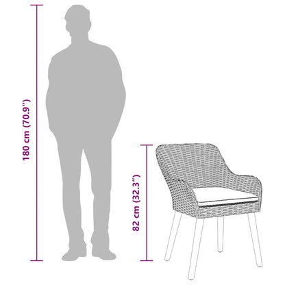 Gartenstuhl 2 pcs Hellgrau 62,5 x 55 x 82 cm Poly-Rattan