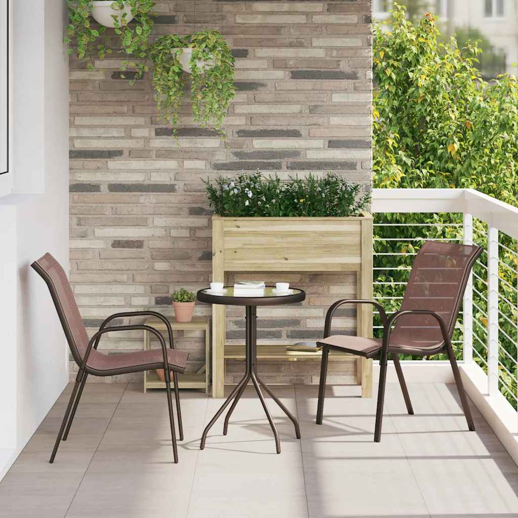 Garten Bistro Set 3 pcs Braun Stahl