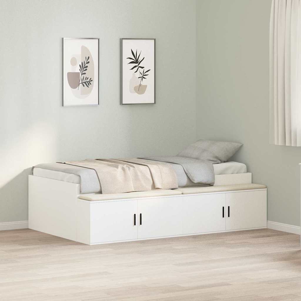 vidaXL Bettrahmen mit Schubladen Weiß 90 x 190 cm Holzwerkstoff