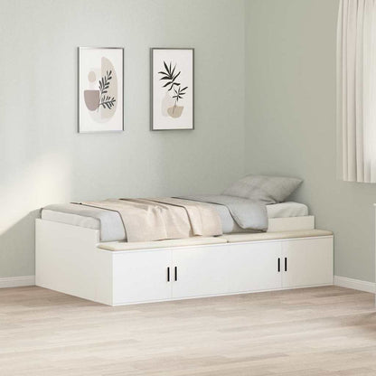 vidaXL Bettrahmen mit Schubladen Weiß 90 x 190 cm Holzwerkstoff