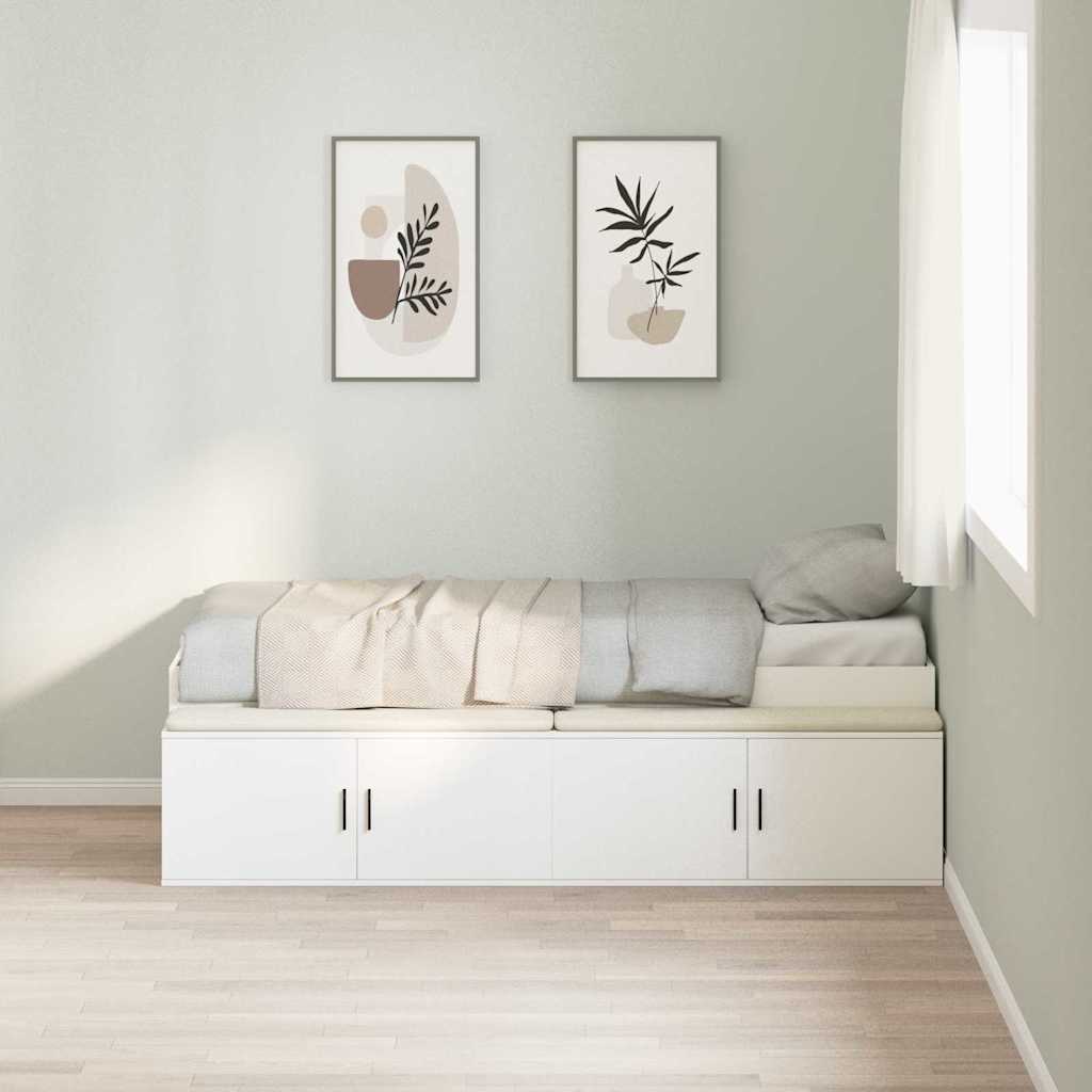 vidaXL Bettrahmen mit Schubladen Weiß 90 x 190 cm Holzwerkstoff