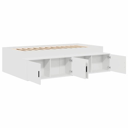 vidaXL Bettrahmen mit Schubladen Weiß 90 x 190 cm Holzwerkstoff