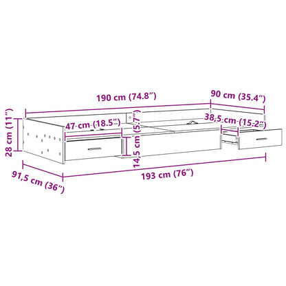 Bettrahmen Schwarz Eichen-Optik 80 x 200 cm Holzwerkstoff