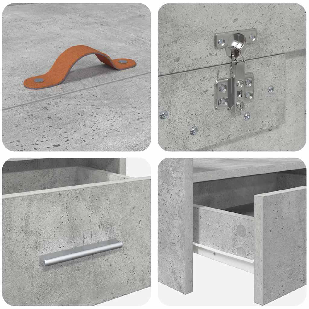 Bettrahmen mit Kopfteil Beton Grau 90 x 190 cm Holzwerkstoff