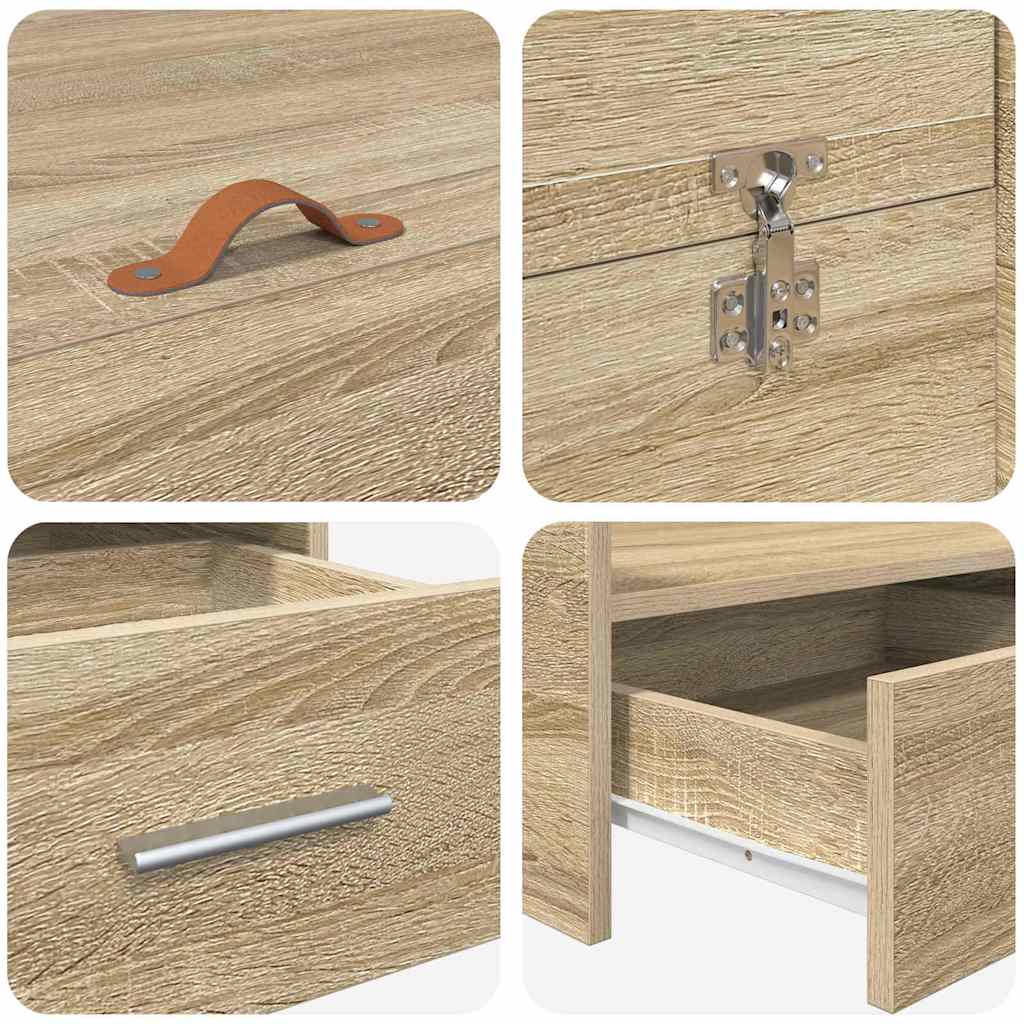 Aufbewahrungsbettgestell mit Kopfteil Sonoma-Eiche 200 x 200 cm