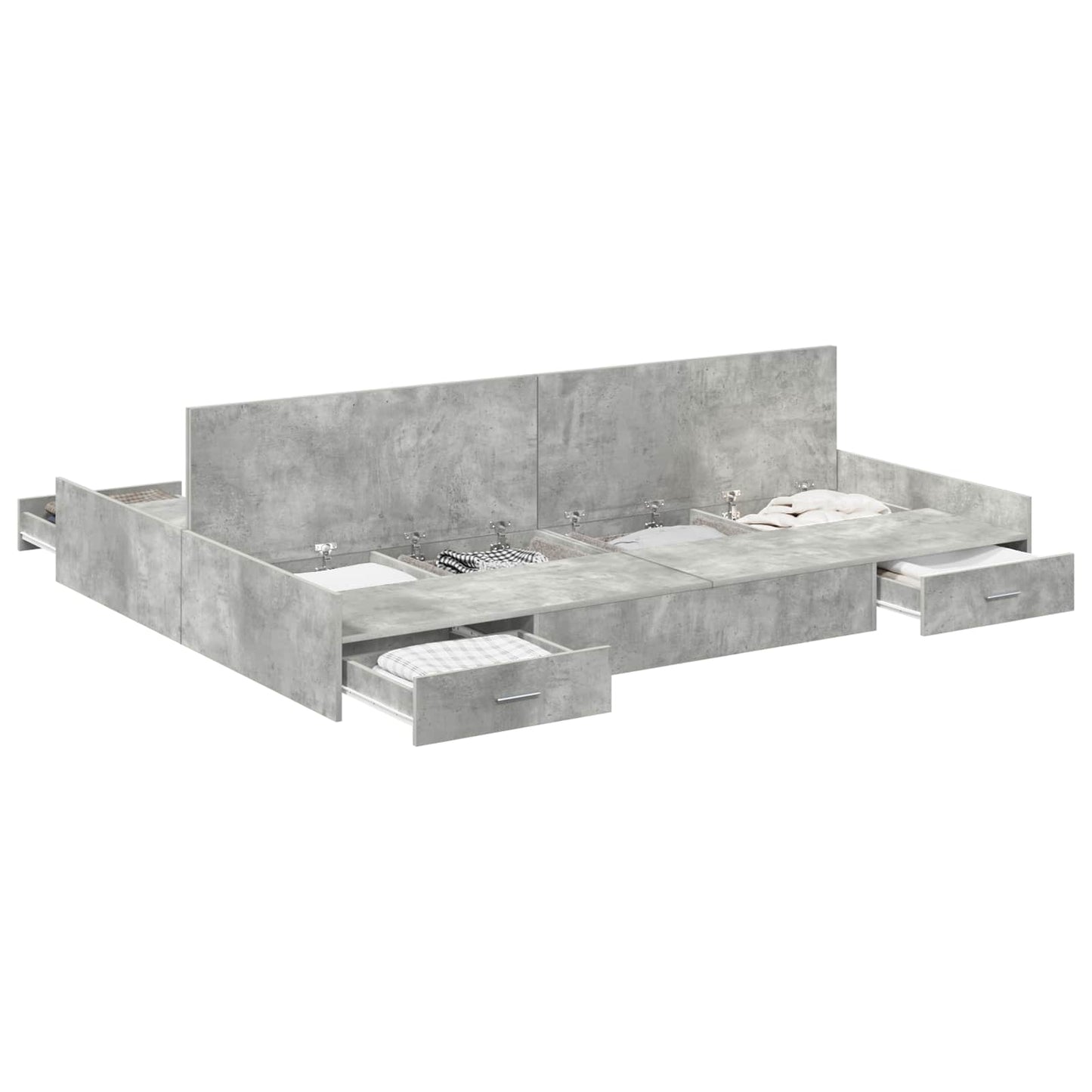 vidaXL Aufbewahrungsbettgestell Beton Grau 150 x 200 cm Holzwerkstoff