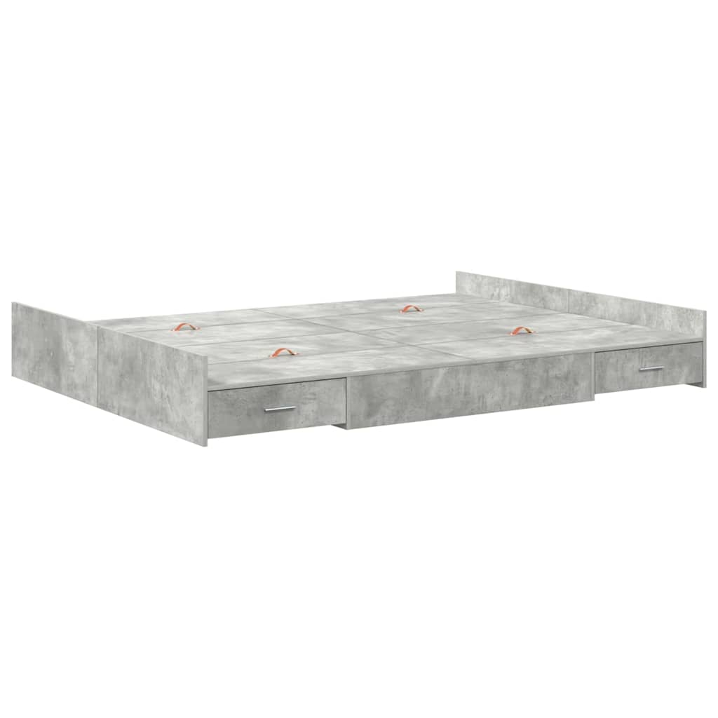 vidaXL Aufbewahrungsbettgestell Beton Grau 150 x 200 cm Holzwerkstoff