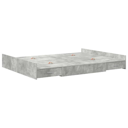 vidaXL Aufbewahrungsbettgestell Beton Grau 150 x 200 cm Holzwerkstoff