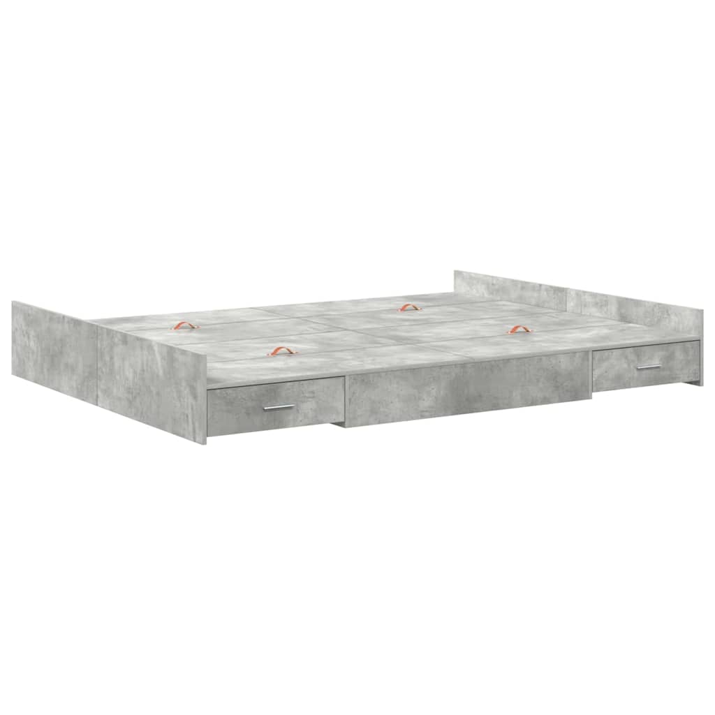 vidaXL Aufbewahrungsbettgestell Beton Grau 150 x 200 cm Holzwerkstoff