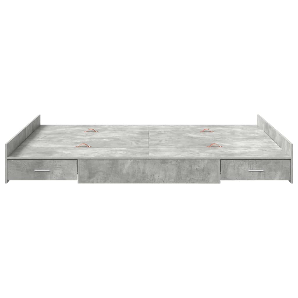 vidaXL Aufbewahrungsbettgestell Beton Grau 150 x 200 cm Holzwerkstoff