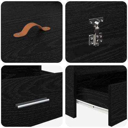 Aufbewahrungsbettgestell Schwarz Eichen-Optik 140 x 200 cm