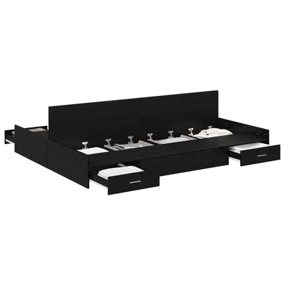 Aufbewahrungsbettgestell Schwarz Eichen-Optik 140 x 200 cm