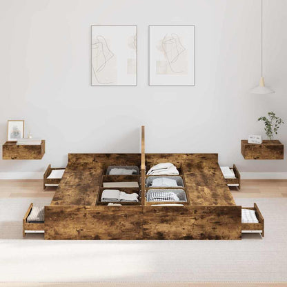 Aufbewahrungsbettgestell Geräucherte Eiche 135 x 190 cm