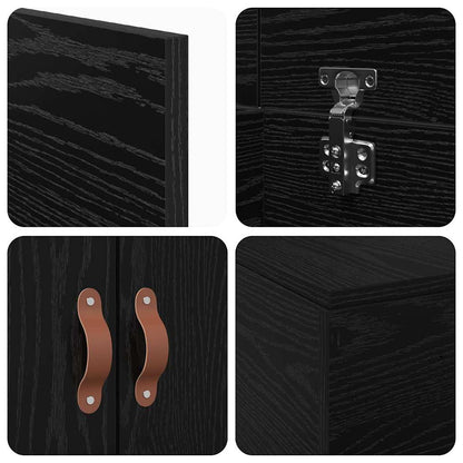 Aufbewahrungsbettgestell Schwarz Eichen-Optik 80 x 200 cm