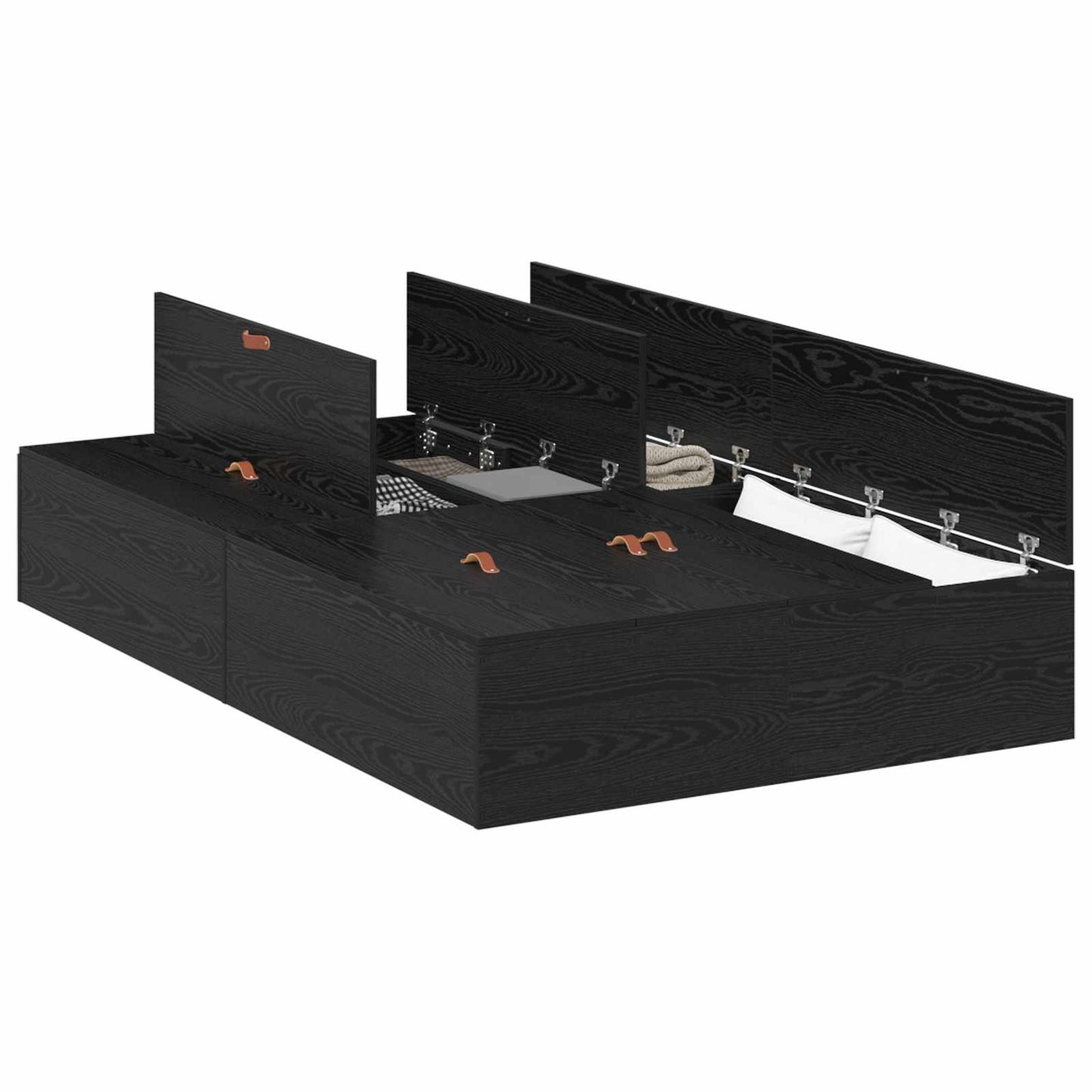 Aufbewahrungsbettgestell Schwarz Eichen-Optik 120 x 200 cm