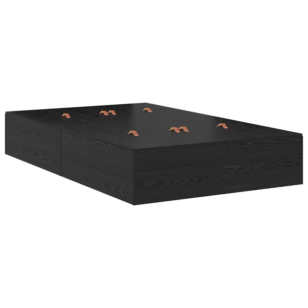 Aufbewahrungsbettgestell Schwarz Eichen-Optik 120 x 200 cm