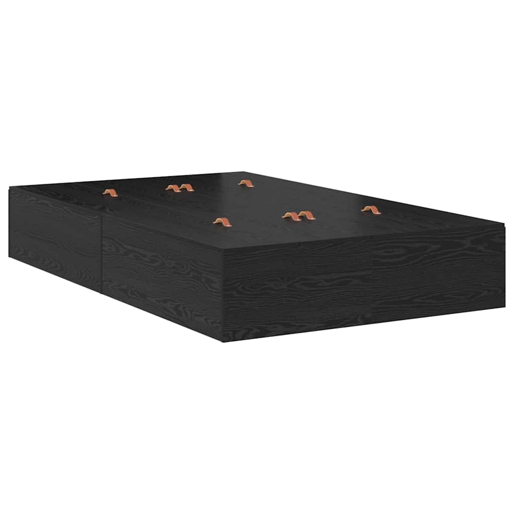 Aufbewahrungsbettgestell Schwarz Eichen-Optik 120 x 200 cm