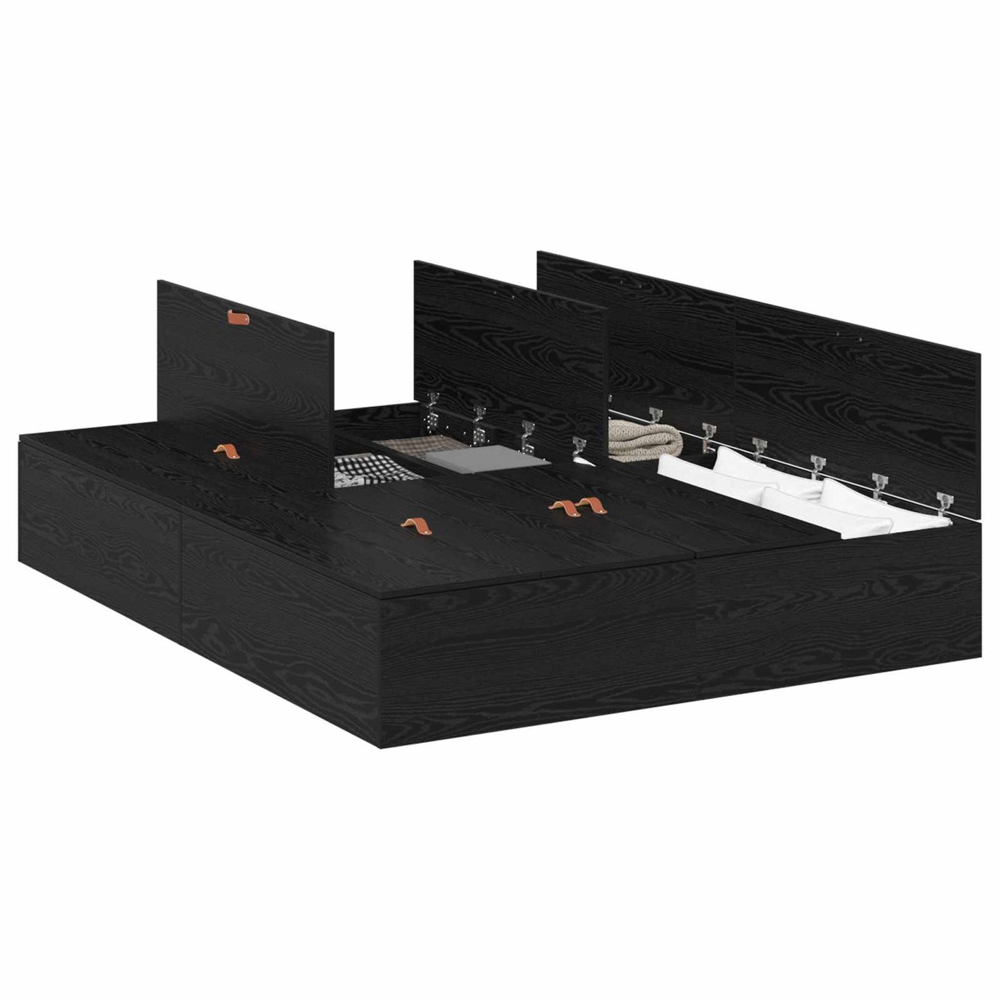 Aufbewahrungsbettgestell Schwarz Eichen-Optik 135 x 190 cm