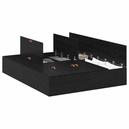 Aufbewahrungsbettgestell Schwarz Eichen-Optik 135 x 190 cm