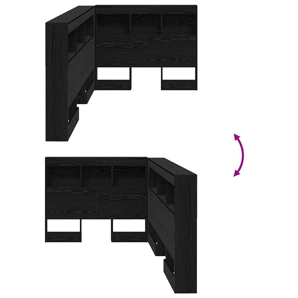 Aufbewahrungskopfteil Schwarz Eichen-Optik 80 cm Holzwerkstoff