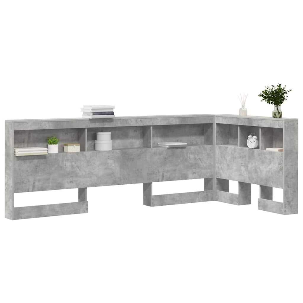 vidaXL Aufbewahrungskopfteil mit Regal Beton Grau 80 cm Holzwerkstoff