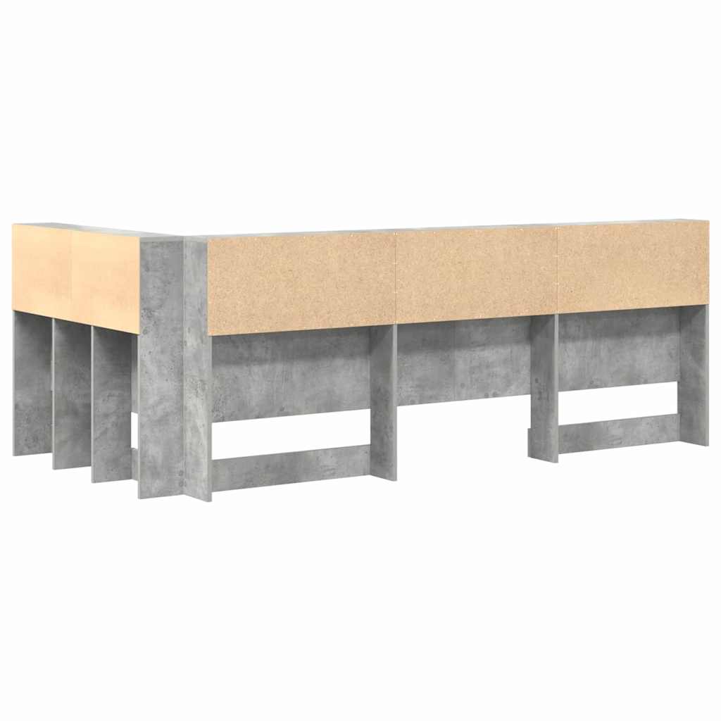 vidaXL Aufbewahrungskopfteil mit Regal Beton Grau 90 cm Holzwerkstoff