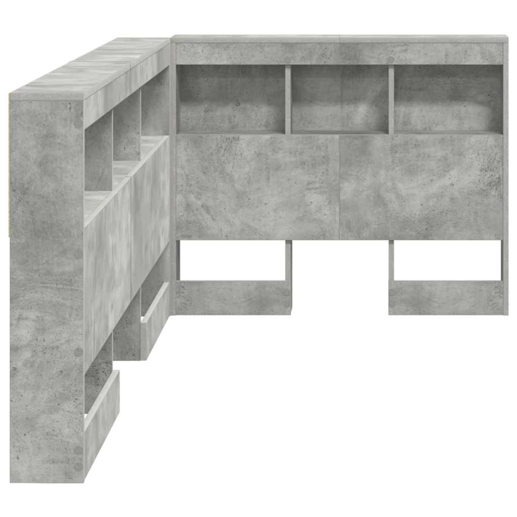 vidaXL Aufbewahrungskopfteil mit Regal Beton Grau 90 cm Holzwerkstoff