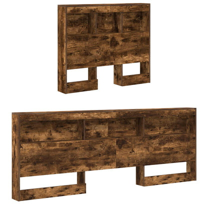 vidaXL Stauraum-Kopfteil mit Regal Räuchereiche 90 cm Holzwerkstoff