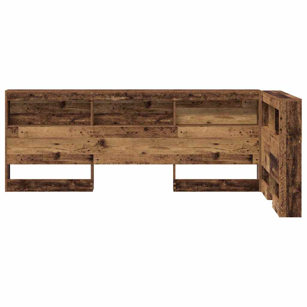 vidaXL Aufbewahrungskopfteil mit Regal Altholz 90 cm Holzwerkstoff