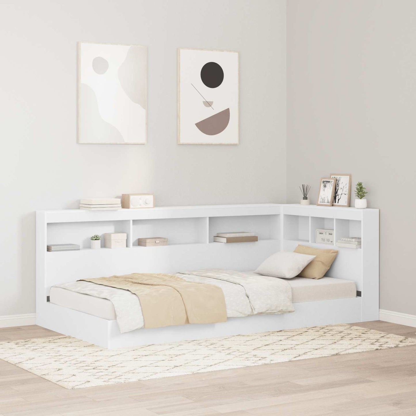 vidaXL Aufbewahrungskopfteil mit Regal Weiß 100 cm Holzwerkstoff