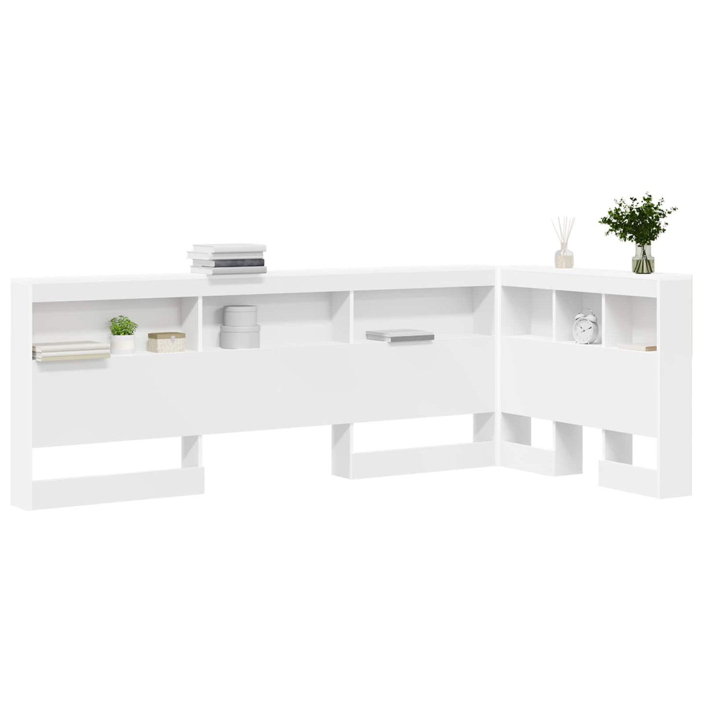 vidaXL Aufbewahrungskopfteil mit Regal Weiß 100 cm Holzwerkstoff