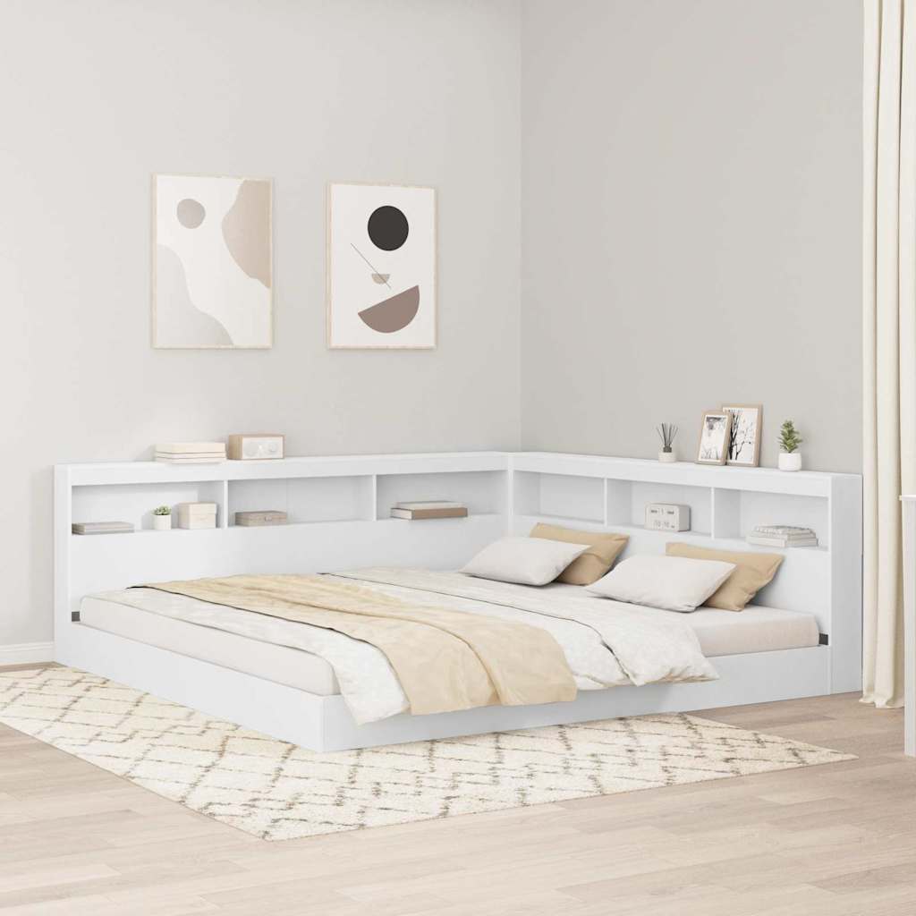 vidaXL Aufbewahrungskopfteil mit Regal Weiß 200 cm Holzwerkstoff
