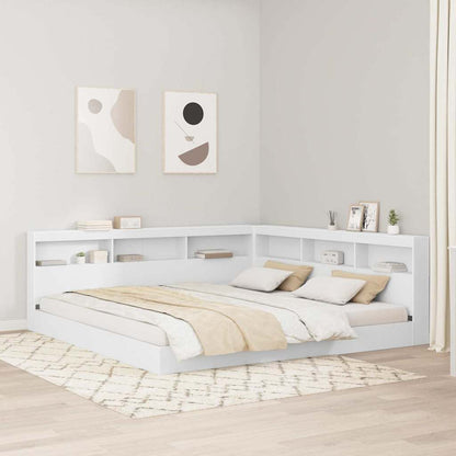 vidaXL Aufbewahrungskopfteil mit Regal Weiß 200 cm Holzwerkstoff