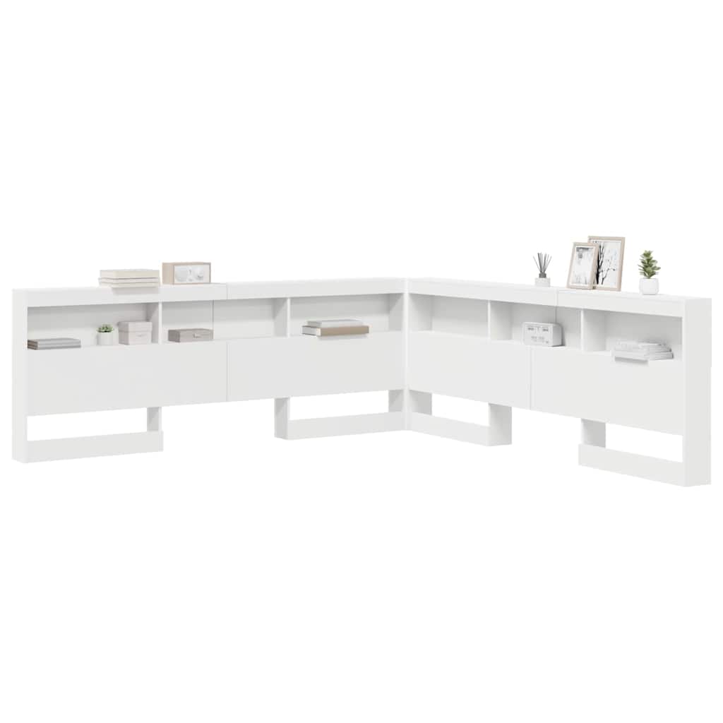 vidaXL Aufbewahrungskopfteil mit Regal Weiß 200 cm Holzwerkstoff