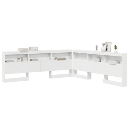 vidaXL Aufbewahrungskopfteil mit Regal Weiß 200 cm Holzwerkstoff