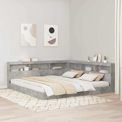 vidaXL Aufbewahrungskopfteil mit Regal Beton Grau 200 cm Holzwerkstoff