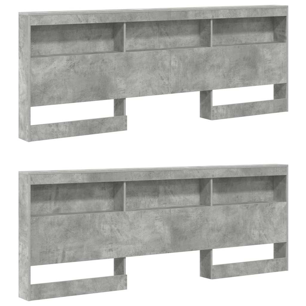 vidaXL Aufbewahrungskopfteil mit Regal Beton Grau 200 cm Holzwerkstoff