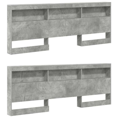 vidaXL Aufbewahrungskopfteil mit Regal Beton Grau 200 cm Holzwerkstoff