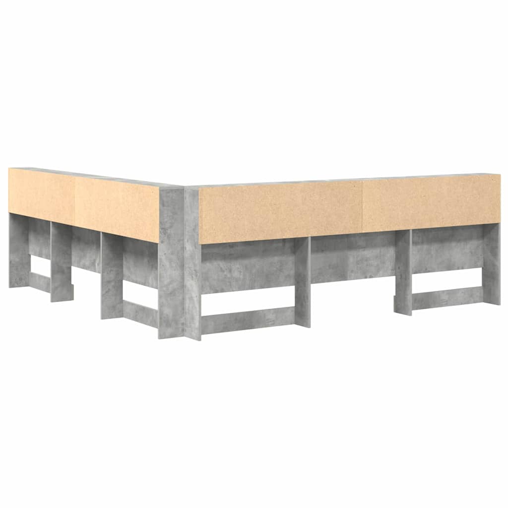 vidaXL Aufbewahrungskopfteil mit Regal Beton Grau 200 cm Holzwerkstoff