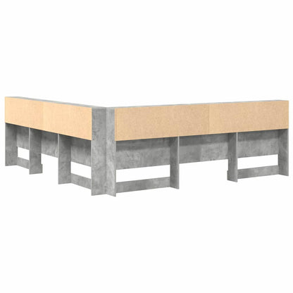 vidaXL Aufbewahrungskopfteil mit Regal Beton Grau 200 cm Holzwerkstoff
