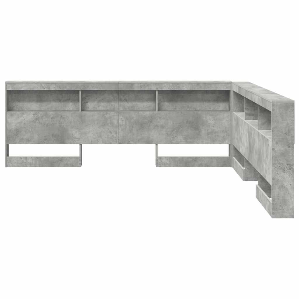 vidaXL Aufbewahrungskopfteil mit Regal Beton Grau 200 cm Holzwerkstoff